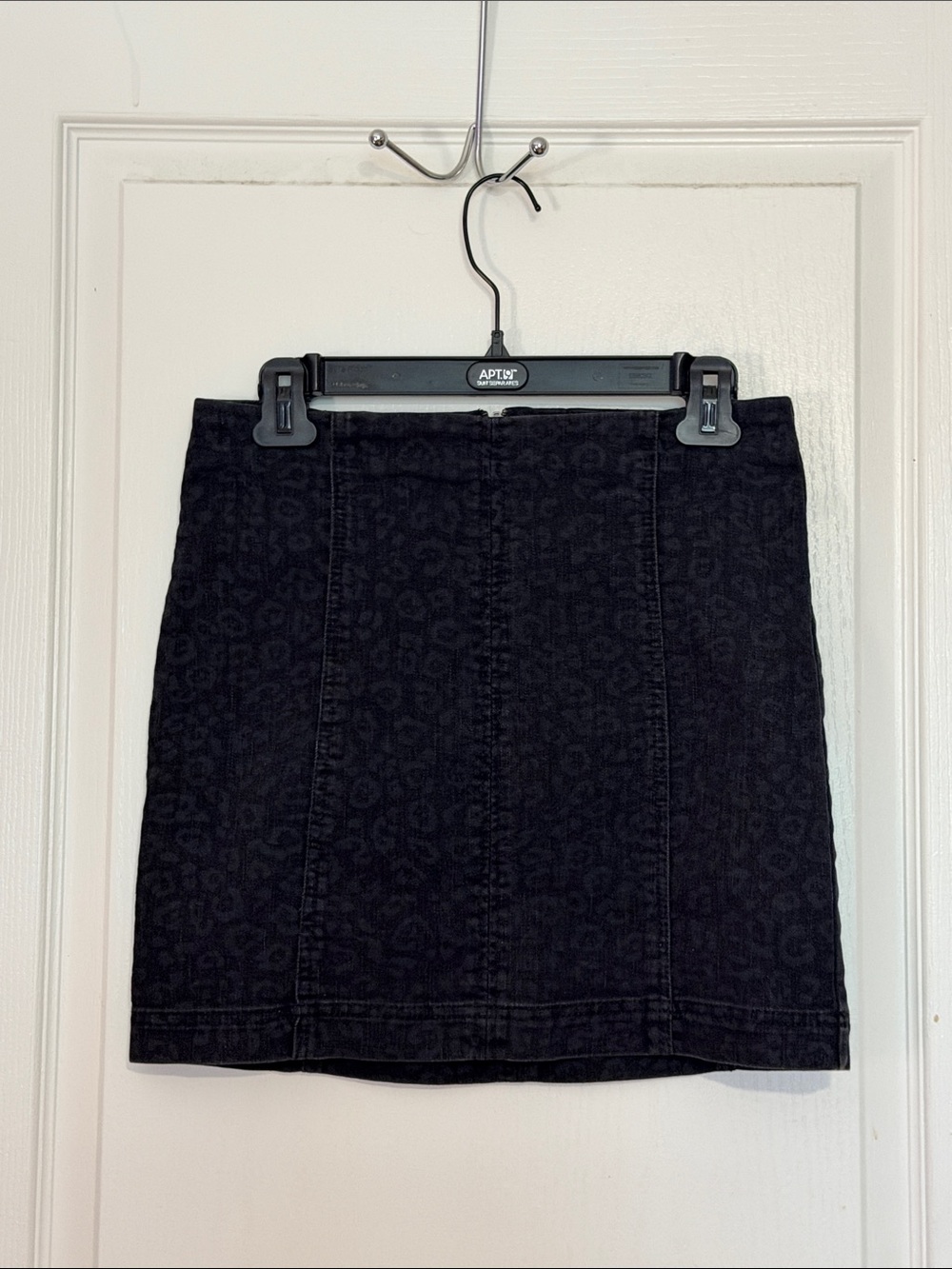 Tinseltown Black Leopard-Print Denim Mini Skirt